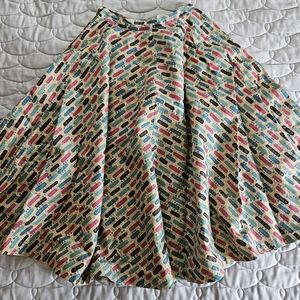Vintage full circle skirt in hieroglyphic print
